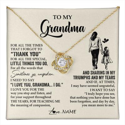 Love Knot Necklace 18K Yellow Gold Finish | 1 | Personalized To My Grandma Necklace From Granddaughter For All The Times That I Forgot To Thank You Mothers Day Christmas Customized Gift Box Message Card | teecentury