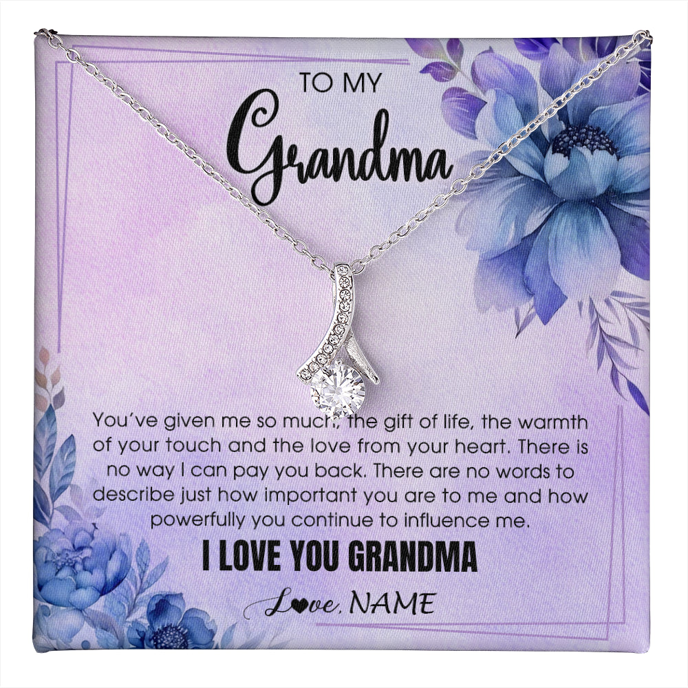 Alluring Beauty Necklace 14K White Gold Finish | 1 | Personalized To My Grandma Necklace From Granddaughter Grandson I Love You Birthday Gifts Mothers Day Christmas Jewelry Customized Gift Box Message Card | teecentury