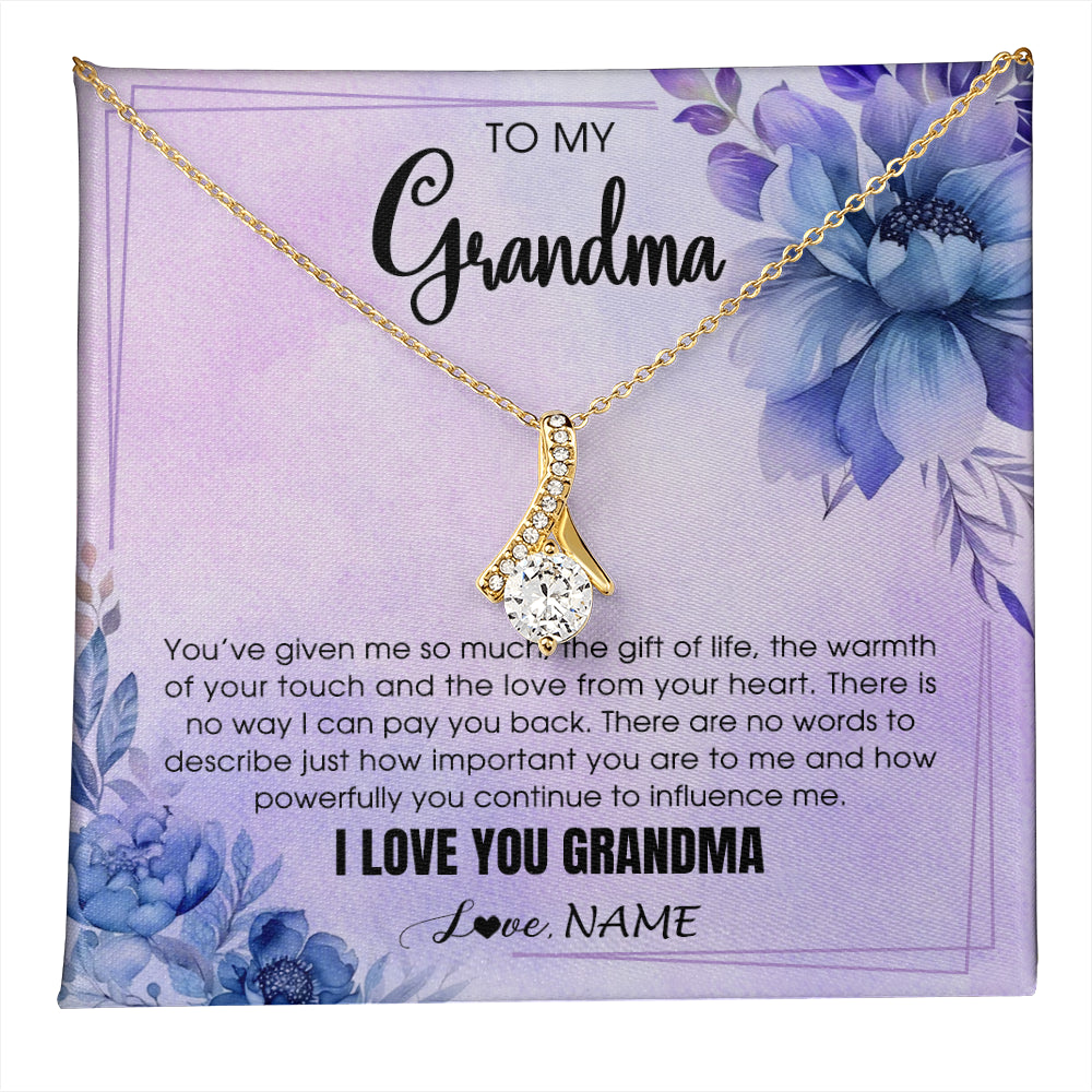 Alluring Beauty Necklace 18K Yellow Gold Finish | 1 | Personalized To My Grandma Necklace From Granddaughter Grandson I Love You Birthday Gifts Mothers Day Christmas Jewelry Customized Gift Box Message Card | teecentury