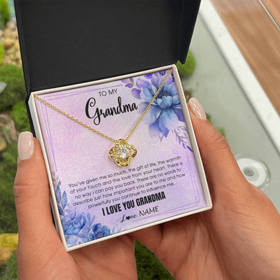 Love Knot Necklace 18K Yellow Gold Finish | 2 | Personalized To My Grandma Necklace From Granddaughter Grandson I Love You Birthday Gifts Mothers Day Christmas Jewelry Customized Gift Box Message Card | teecentury