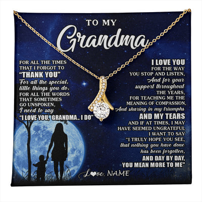 Alluring Beauty Necklace 18K Yellow Gold Finish | 1 | Personalized To My Grandma Necklace From Granddaughter Grandson Thank You Grateful Love Birthday Mothers Day Christmas Customized Gift Box Message Card | teecentury
