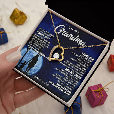 Forever Love Necklace 18K Yellow Gold Finish | 2 | Personalized To My Grandma Necklace From Granddaughter Grandson Thank You Grateful Love Birthday Mothers Day Christmas Customized Gift Box Message Card | teecentury