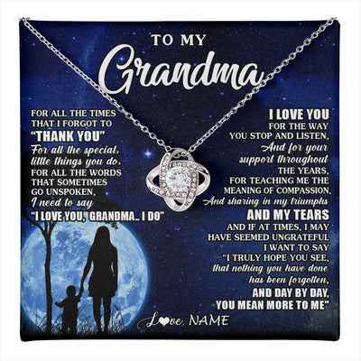 Love Knot Necklace 14K White Gold Finish | 1 | Personalized To My Grandma Necklace From Granddaughter Grandson Thank You Grateful Love Birthday Mothers Day Christmas Customized Gift Box Message Card | teecentury