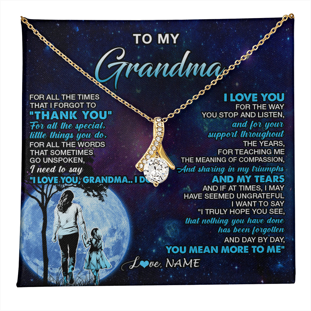 Alluring Beauty Necklace 18K Yellow Gold Finish | 1 | Personalized To My Grandma Necklace From Granddaughter Thank You Day By Day Birthday Gifts Mothers Day Christmas Customized Gift Box Message Card | teecentury