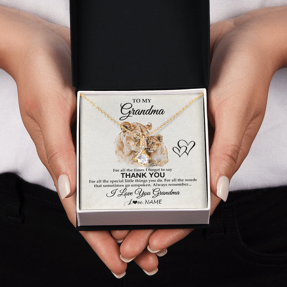 Alluring Beauty Necklace 18K Yellow Gold Finish | 2 | Personalized To My Grandma Necklace From Granddaughter Thank You Lion Grandma Gift For Mothers Day Birthday Gift Christmas For Grandma Gift Box Message Card | teecentury