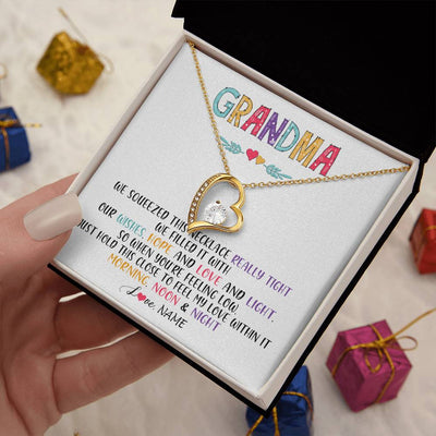Forever Love Necklace 18K Yellow Gold Finish | 2 | Personalized To My Grandma Necklace From Grandkids Granddaughter We Squeezed This Necklace Grandma Birthday Mothers Day Customized Gift Box Message Card | teecentury