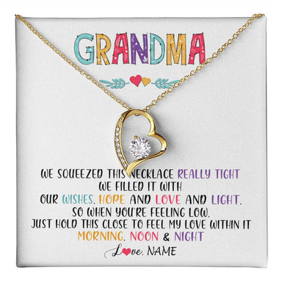 Forever Love Necklace 18K Yellow Gold Finish | 1 | Personalized To My Grandma Necklace From Grandkids Granddaughter We Squeezed This Necklace Grandma Birthday Mothers Day Customized Gift Box Message Card | teecentury