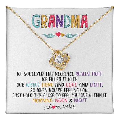Love Knot Necklace 18K Yellow Gold Finish | 1 | Personalized To My Grandma Necklace From Grandkids Granddaughter We Squeezed This Necklace Grandma Birthday Mothers Day Customized Gift Box Message Card | teecentury