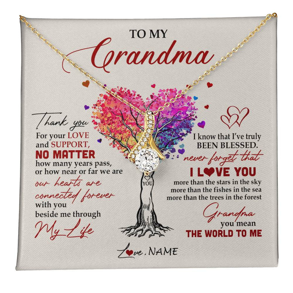 Alluring Beauty Necklace 18K Yellow Gold Finish | 1 | Personalized To My Grandma Necklace From Grandkids Never Forget That I Love You You Mean The World Grandma Birthday Mothers Day Customized Gift Box Message Card | teecentury