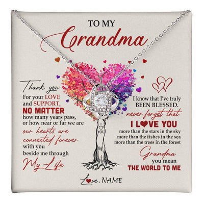 Love Knot Necklace 14K White Gold Finish | 1 | Personalized To My Grandma Necklace From Grandkids Never Forget That I Love You You Mean The World Grandma Birthday Mothers Day Customized Gift Box Message Card | teecentury