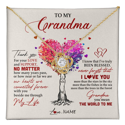 Love Knot Necklace 18K Yellow Gold Finish | 1 | Personalized To My Grandma Necklace From Grandkids Never Forget That I Love You You Mean The World Grandma Birthday Mothers Day Customized Gift Box Message Card | teecentury