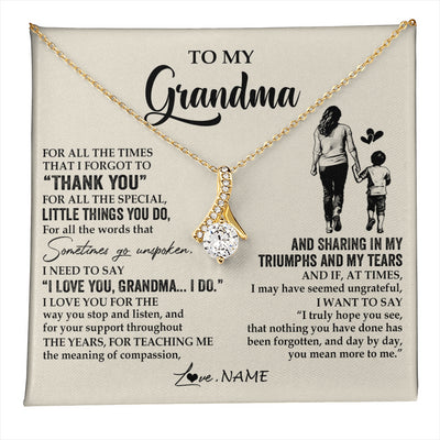 Alluring Beauty Necklace 18K Yellow Gold Finish | 1 | Personalized To My Grandma Necklace From Grandson For All The Times That I Forgot To Thank You Birthday Mothers Day Christmas Customized Gift Box Message Card | teecentury