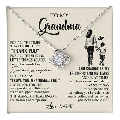 Love Knot Necklace 14K White Gold Finish | 1 | Personalized To My Grandma Necklace From Grandson For All The Times That I Forgot To Thank You Birthday Mothers Day Christmas Customized Gift Box Message Card | teecentury