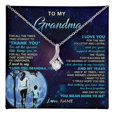 Alluring Beauty Necklace 14K White Gold Finish | 1 | Personalized To My Grandma Necklace From Grandson Thank You Day By Day Grandma Birthday Gifts Mothers Day Christmas Customized Gift Box Message Card | teecentury