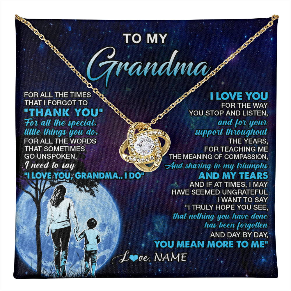 Love Knot Necklace 18K Yellow Gold Finish | 1 | Personalized To My Grandma Necklace From Grandson Thank You Day By Day Grandma Birthday Gifts Mothers Day Christmas Customized Gift Box Message Card | teecentury