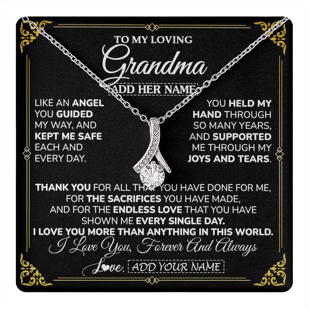 Alluring Beauty Necklace 14K White Gold Finish | 1 | Personalized To My Grandma Necklace Gifts Meaningful Gift To Grandma From Granddaughter Without You There Is No Me Mothers Day Birthday Gift Box Message Card | https://teecentury.