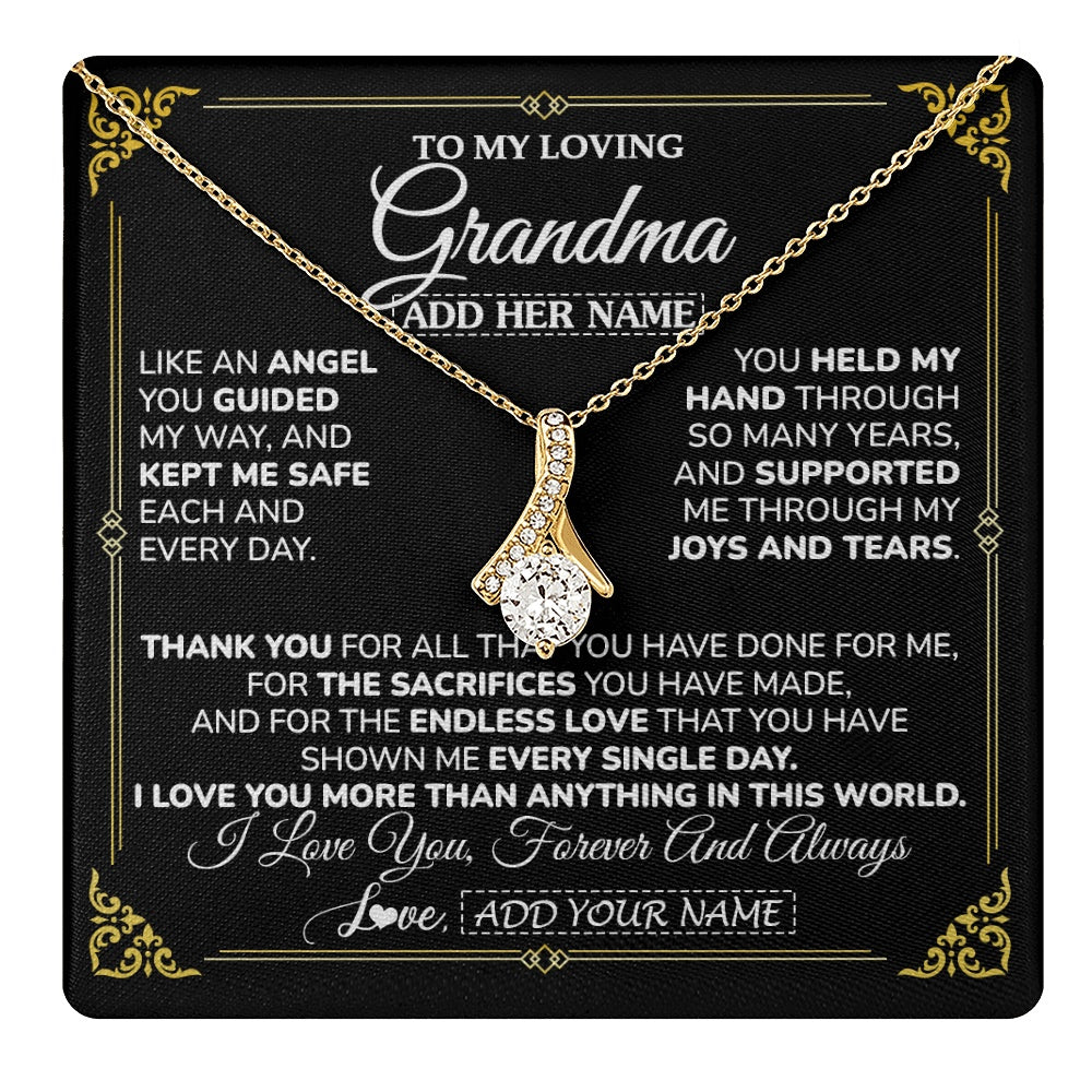 Alluring Beauty Necklace 18K Yellow Gold Finish | 1 | Personalized To My Grandma Necklace Gifts Meaningful Gift To Grandma From Granddaughter Without You There Is No Me Mothers Day Birthday Gift Box Message Card | https://teecentury.
