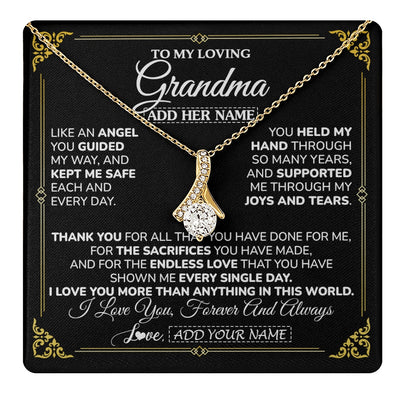 Alluring Beauty Necklace 18K Yellow Gold Finish | 1 | Personalized To My Grandma Necklace Gifts Meaningful Gift To Grandma From Granddaughter Without You There Is No Me Mothers Day Birthday Gift Box Message Card | https://teecentury.