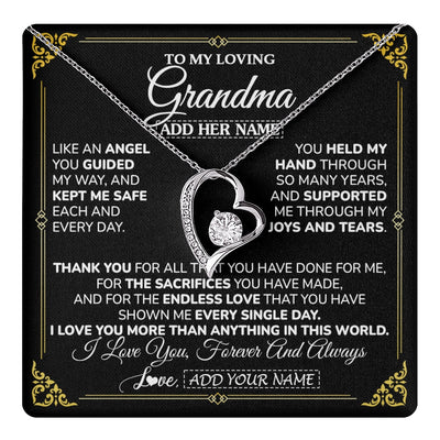 Forever Love Necklace 14K White Gold Finish | 1 | Personalized To My Grandma Necklace Gifts Meaningful Gift To Grandma From Granddaughter Without You There Is No Me Mothers Day Birthday Gift Box Message Card | https://teecentury.