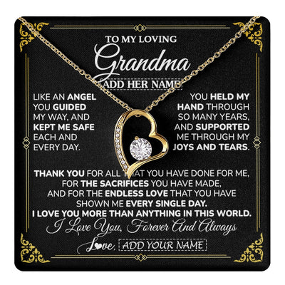 Forever Love Necklace 18K Yellow Gold Finish | 1 | Personalized To My Grandma Necklace Gifts Meaningful Gift To Grandma From Granddaughter Without You There Is No Me Mothers Day Birthday Gift Box Message Card | https://teecentury.