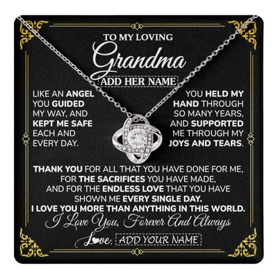 Love Knot Necklace 14K White Gold Finish | 1 | Personalized To My Grandma Necklace Gifts Meaningful Gift To Grandma From Granddaughter Without You There Is No Me Mothers Day Birthday Gift Box Message Card | https://teecentury.