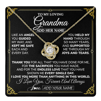 Love Knot Necklace 18K Yellow Gold Finish | 1 | Personalized To My Grandma Necklace Gifts Meaningful Gift To Grandma From Granddaughter Without You There Is No Me Mothers Day Birthday Gift Box Message Card | https://teecentury.