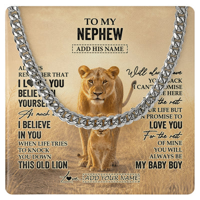 Cuban Link Chain Necklace Stainless Steel | 1 | Personalized To My Grandson Gifts Necklace From Grandma Nana Always Remember Lion Gifts For Grandson Birthday Graduation Christmas Custom Gift Box Message Card | https://teecentury.