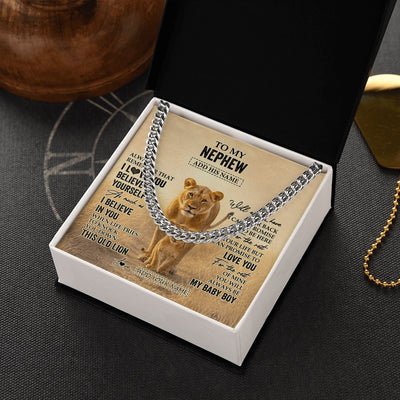 Cuban Link Chain Necklace Stainless Steel | 2 | Personalized To My Grandson Gifts Necklace From Grandma Nana Always Remember Lion Gifts For Grandson Birthday Graduation Christmas Custom Gift Box Message Card | https://teecentury.