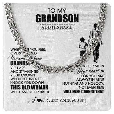 Cuban Link Chain Necklace Stainless Steel | 1 | Personalized To My Grandson Gifts Necklace From Grandma Nana Whenever Woman Unique Birthday Gifts For Grandson Graduation Christmas Gift Box Message Card | teecentury.myshopify