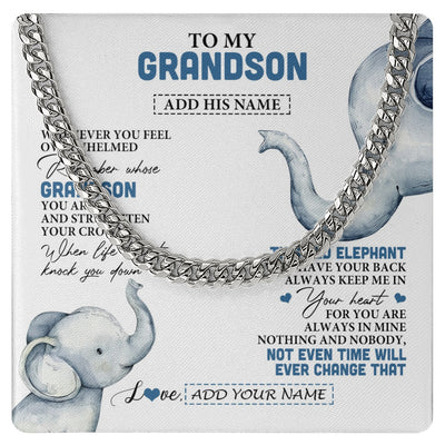 Cuban Link Chain Necklace Stainless Steel | 1 | Personalized To My Grandson Gifts Necklace From Grandma Papa Whenever Elephant Unique Birthday Gifts For Grandson Graduation Christmas Gift Box Message Card | teecentury.myshopify