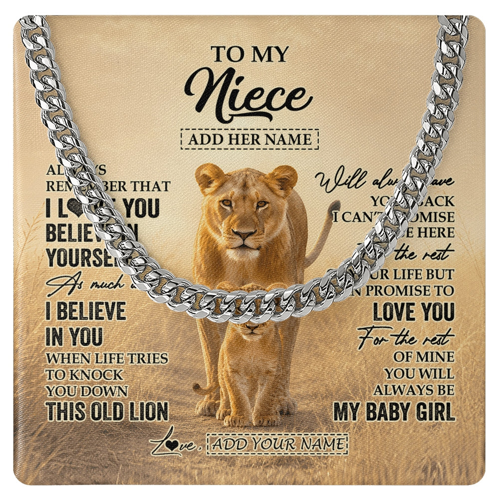 Cuban Link Chain Necklace Stainless Steel | 1 | Personalized To My Grandson Gifts Necklace From Grandpa Papa Always Remember Lion Gifts For Grandson Birthday Graduation Christmas Custom Gift Box Message Card | https://teecentury.