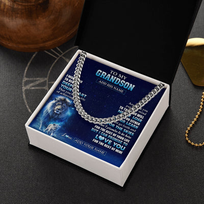 Cuban Link Chain Necklace Stainless Steel | 2 | Personalized To My Grandson Necklace From Grandpa Papa Believe Your Heart Grandson Gift Birthday Graduation Christmas Customized Gift Box Message Card | teecentury.myshopify