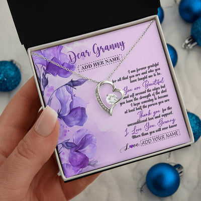 Forever Love Necklace 14K White Gold Finish | 2 | Personalized To My Granny Gifts From Granddaughter Necklace Flower You Are Beautiful Gifts For Granny Mothers Day Birthday Christmas Gift Box Message Card | teecentury.myshopify