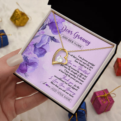 Forever Love Necklace 18K Yellow Gold Finish | 2 | Personalized To My Granny Gifts From Granddaughter Necklace Flower You Are Beautiful Gifts For Granny Mothers Day Birthday Christmas Gift Box Message Card | teecentury.myshopify