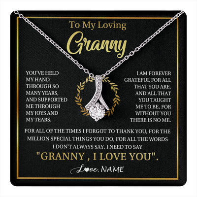 Alluring Beauty Necklace 14K White Gold Finish | 1 | Personalized To My Granny Gifts Necklace From Granddaughter GrandsonGrateful Thank You Granny Birthday Mothers Day Jewelry Customized Gift Box Message Card | teecentury