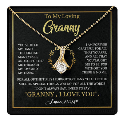 Alluring Beauty Necklace 18K Yellow Gold Finish | 1 | Personalized To My Granny Gifts Necklace From Granddaughter GrandsonGrateful Thank You Granny Birthday Mothers Day Jewelry Customized Gift Box Message Card | teecentury