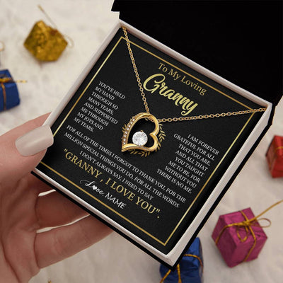 Forever Love Necklace 18K Yellow Gold Finish | 2 | Personalized To My Granny Gifts Necklace From Granddaughter GrandsonGrateful Thank You Granny Birthday Mothers Day Jewelry Customized Gift Box Message Card | teecentury