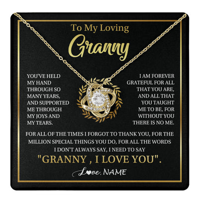 Love Knot Necklace 18K Yellow Gold Finish | 1 | Personalized To My Granny Gifts Necklace From Granddaughter GrandsonGrateful Thank You Granny Birthday Mothers Day Jewelry Customized Gift Box Message Card | teecentury