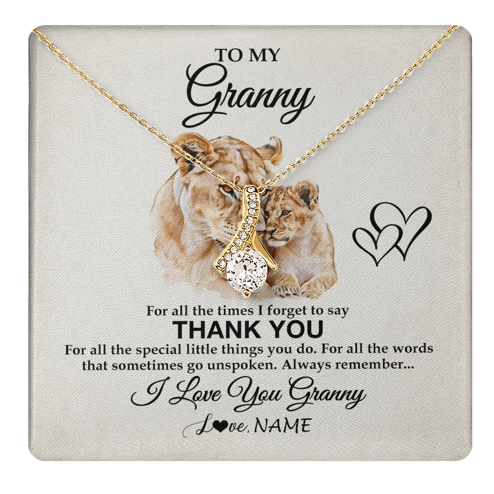 Alluring Beauty Necklace 18K Yellow Gold Finish | 1 | Personalized To My Granny Necklace From Granddaughter Thank You Lion Granny Gift For Mothers Day Birthday Gift Christmas For Granny Gift Box Message Card | teecentury