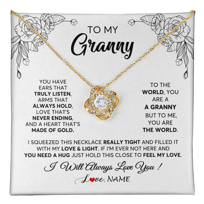 Love Knot Necklace 18K Yellow Gold Finish | 1 | Personalized To My Granny Necklace From Grandkids Granddaughter Hold This Close Feel My Love Granny Birthday Mothers Day Customized Gift Box Message Card | teecentury