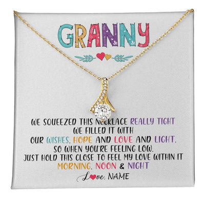 Alluring Beauty Necklace 18K Yellow Gold Finish | 1 | Personalized To My Granny Necklace From Grandkids Granddaughter We Squeezed This Necklace Granny Birthday Mothers Day Customized Gift Box Message Card | teecentury