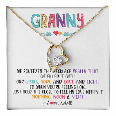 Forever Love Necklace 18K Yellow Gold Finish | 1 | Personalized To My Granny Necklace From Grandkids Granddaughter We Squeezed This Necklace Granny Birthday Mothers Day Customized Gift Box Message Card | teecentury