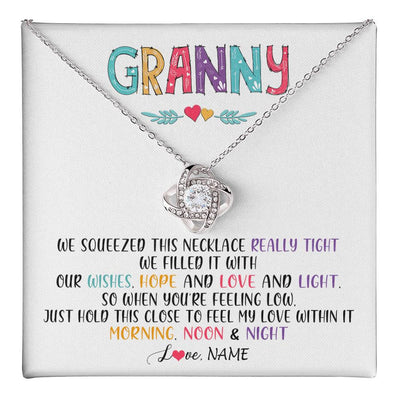 Love Knot Necklace 14K White Gold Finish | 1 | Personalized To My Granny Necklace From Grandkids Granddaughter We Squeezed This Necklace Granny Birthday Mothers Day Customized Gift Box Message Card | teecentury
