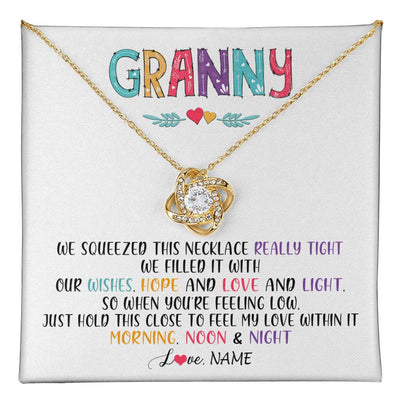 Love Knot Necklace 18K Yellow Gold Finish | 1 | Personalized To My Granny Necklace From Grandkids Granddaughter We Squeezed This Necklace Granny Birthday Mothers Day Customized Gift Box Message Card | teecentury