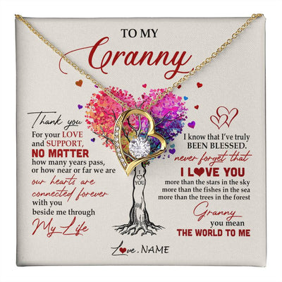 Forever Love Necklace 18K Yellow Gold Finish | 1 | Personalized To My Granny Necklace From Grandkids Never Forget That I Love You You Mean The World Granny Birthday Mothers Day Customized Gift Box Message Card | teecentury