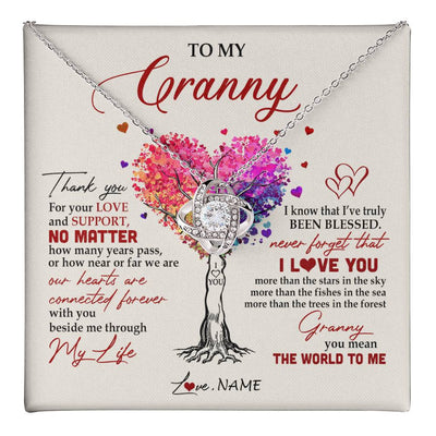 Love Knot Necklace 14K White Gold Finish | 1 | Personalized To My Granny Necklace From Grandkids Never Forget That I Love You You Mean The World Granny Birthday Mothers Day Customized Gift Box Message Card | teecentury