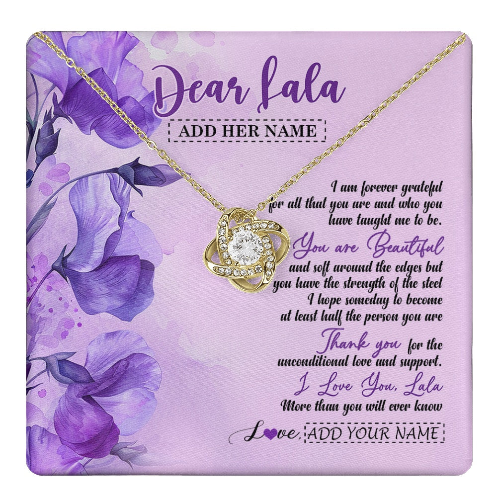 Love Knot Necklace 18K Yellow Gold Finish | 1 | Personalized To My Lala Gifts From Granddaughter Necklace Flower You Are Beautiful Gifts For Lala Mothers Day Birthday Christmas Custom Gift Box Message Card | teecentury.myshopify