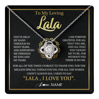 Love Knot Necklace 14K White Gold Finish | 1 | Personalized To My Lala Gifts Necklace From Granddaughter Grandson Grateful Thank You Lala Birthday Mothers Day Christmas Customized Gift Box Message Card | teecentury