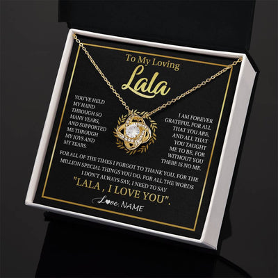 Love Knot Necklace 18K Yellow Gold Finish | 2 | Personalized To My Lala Gifts Necklace From Granddaughter Grandson Grateful Thank You Lala Birthday Mothers Day Christmas Customized Gift Box Message Card | teecentury