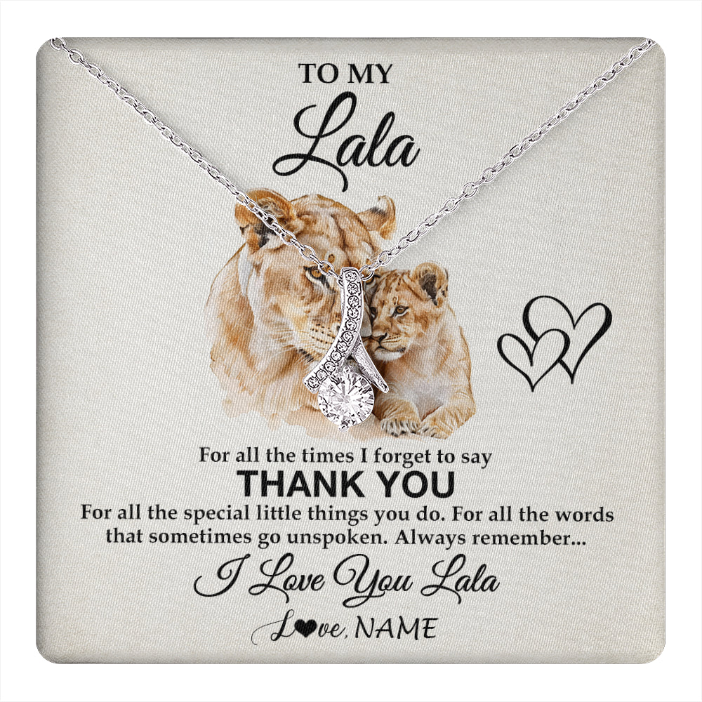 Alluring Beauty Necklace 14K White Gold Finish | 1 | Personalized To My Lala Necklace From Granddaughter Thank You Lion Lala Gift For Mothers Day Birthday Gift Christmas For Lala Customized Gift Box Message Card | teecentury